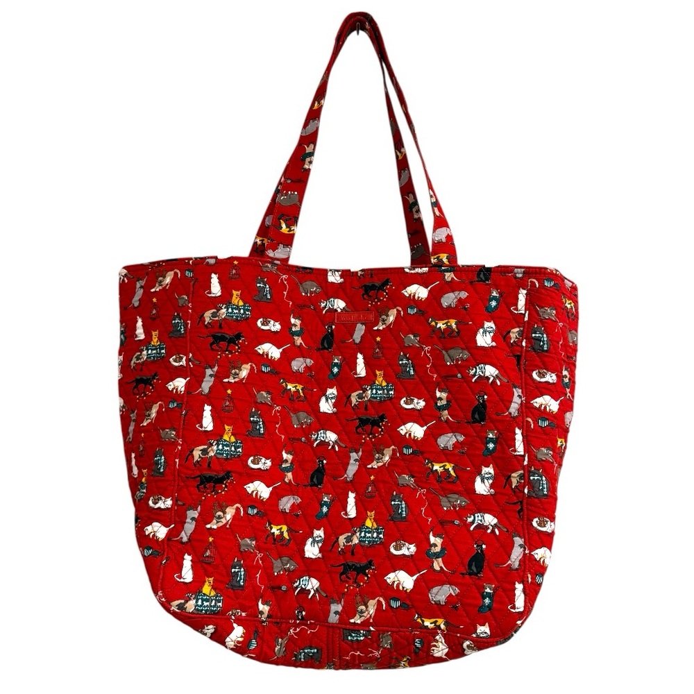 Vera Bradley Grand Tote 2.0 Holiday Cats Shopper Travel Bag